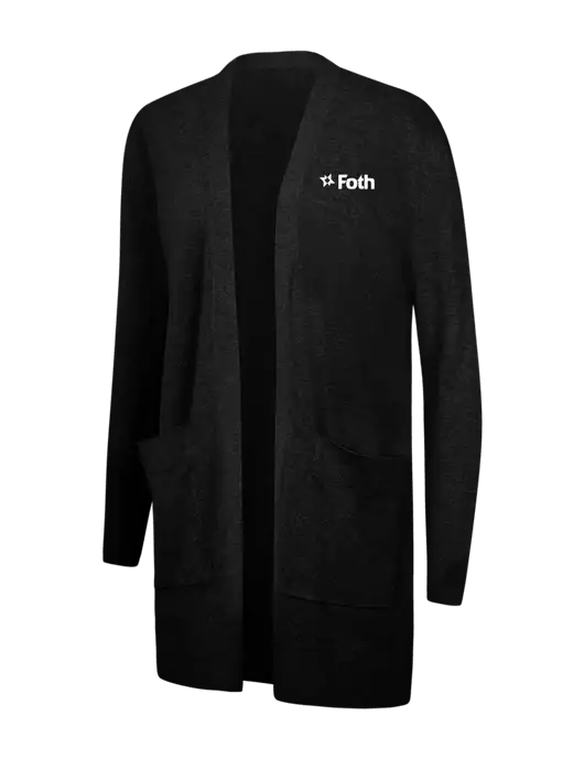 Mercer+Mettle Womens Black Open Front Cardigan Sweater w/Foth Logo