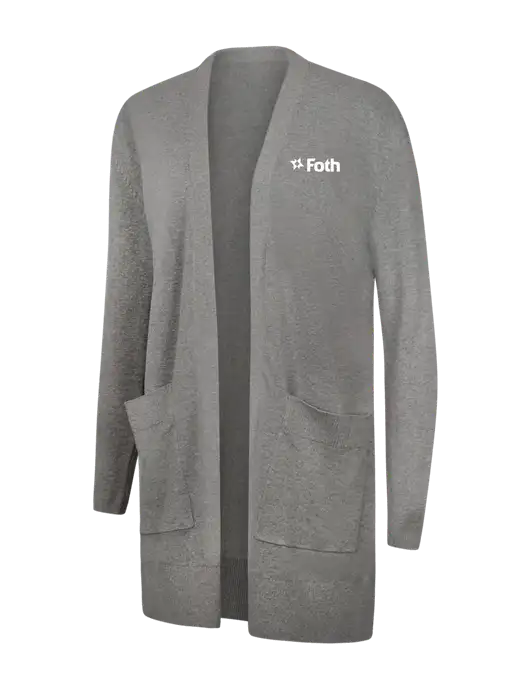 Mercer+Mettle Womens Light Grey Heather Open Front Cardigan Sweater w/Foth Logo