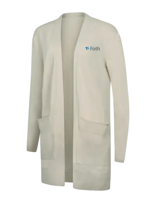 Mercer+Mettle Womens Ivory Open Front Cardigan Sweater w/Foth Logo