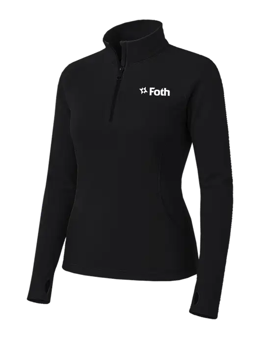 Womens Black Sport Wick Stretch 1/4 Zip Pullover w/Foth Logo