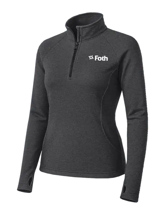 Dark Grey Heather Womens Sport Wick Stretch 1/4 Zip Pullover w/Foth Logo