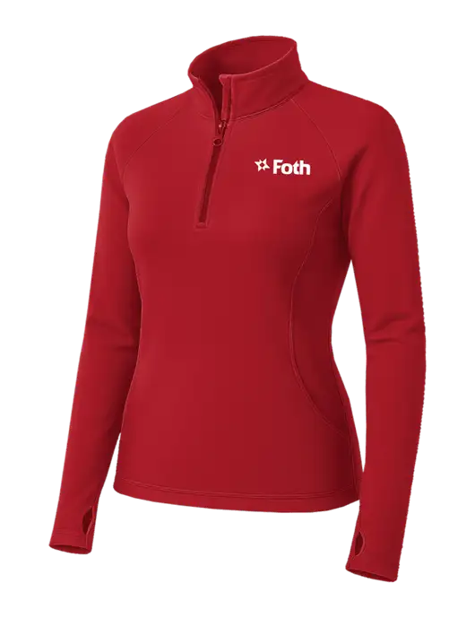 Red Womens Sport Wick Stretch 1/4 Zip Pullover w/Foth Logo