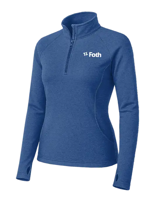 Royal Heather Womens Sport Wick Stretch 1/4 Zip Pullover w/Foth Logo