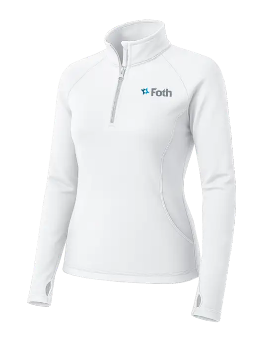 White Womens Sport Wick Stretch 1/4 Zip Pullover w/Foth Logo
