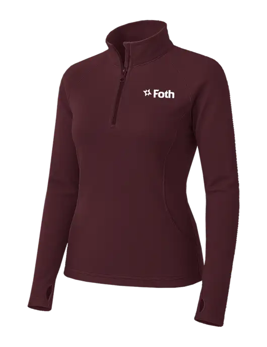 Maroon Womens Sport Wick Stretch 1/4 Zip Pullover w/Foth Logo