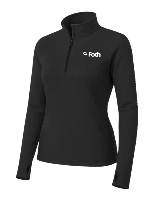 Charcoal Grey Womens Sport Wick Stretch 1/4 Zip Pullover w/Foth Logo