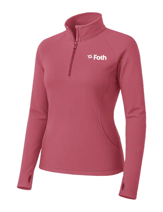 Dark Pink Womens Sport Wick Stretch 1/4 Zip Pullover w/Foth Logo