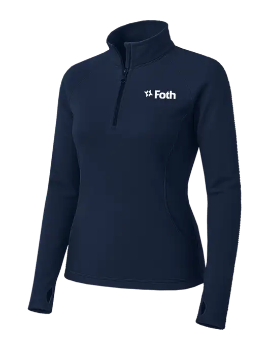 Navy Womens Sport Wick Stretch 1/4 Zip Pullover w/Foth Logo