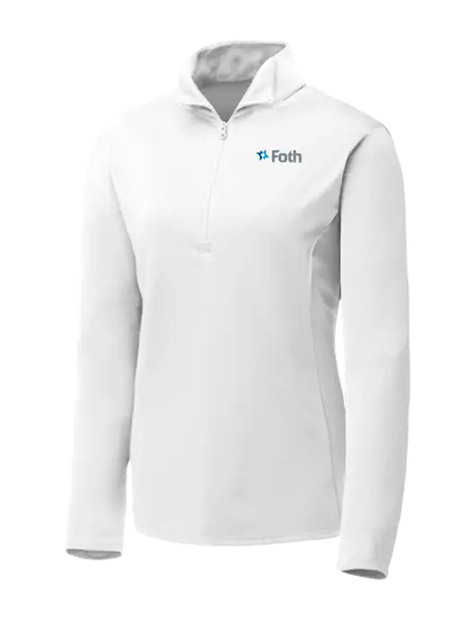 White Womens Posicharge Competitor ¼ Zip Pullover w/Foth Logo