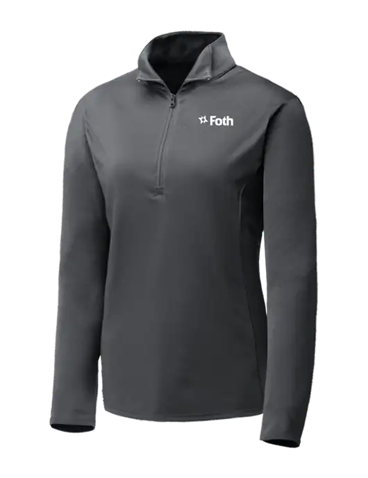 Dark Grey Womens Posicharge Competitor ¼ Zip Pullover w/Foth Logo