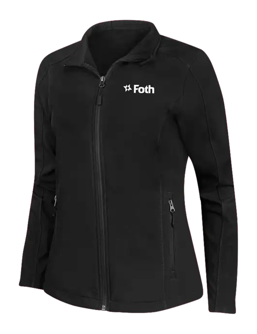 Black Womens Core Soft Shell Jacket w/Foth Logo