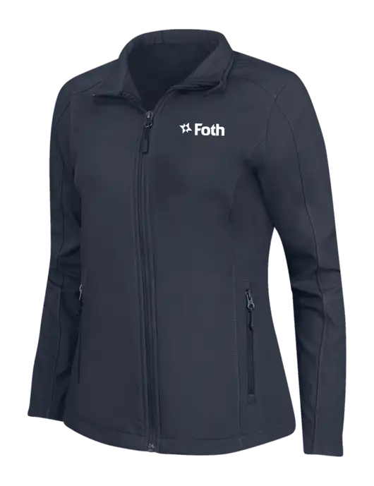 Navy Womens Core Soft Shell Jacket w/Foth Logo