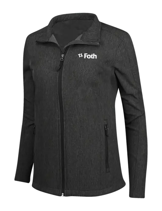 Black Charcoal Heather Womens Core Soft Shell Jacket w/Foth Logo