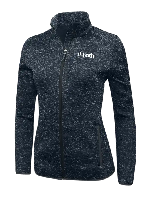 Navy Heather Womens Sweater Fleece Jacket w/Foth Logo