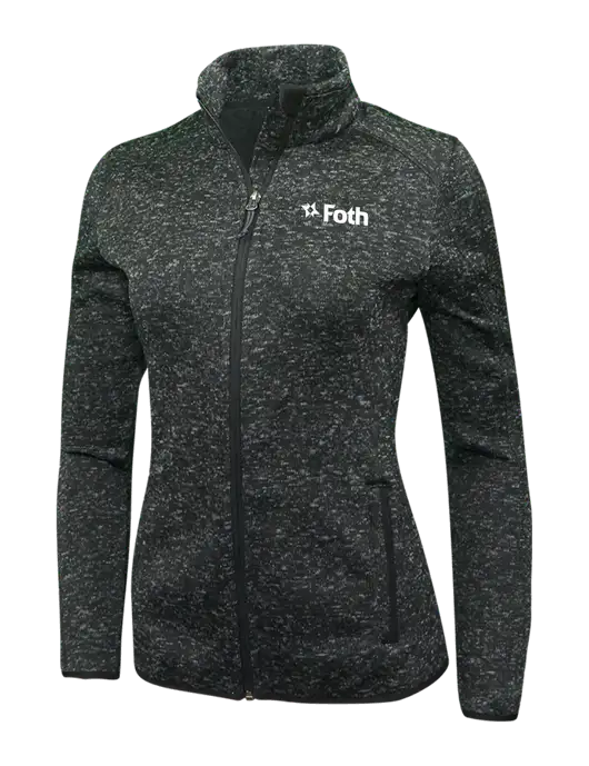 Black Heather Womens Sweater Fleece Jacket w/Foth Logo