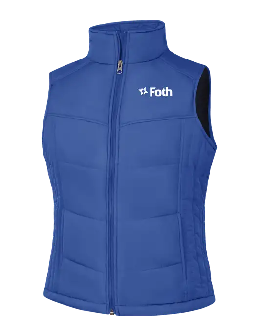 Womens Dark Royal Blue/Black Puffy Vest w/Foth Logo