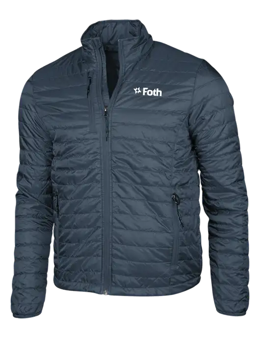 Navy Puffy Packable Jacket w/Foth Logo