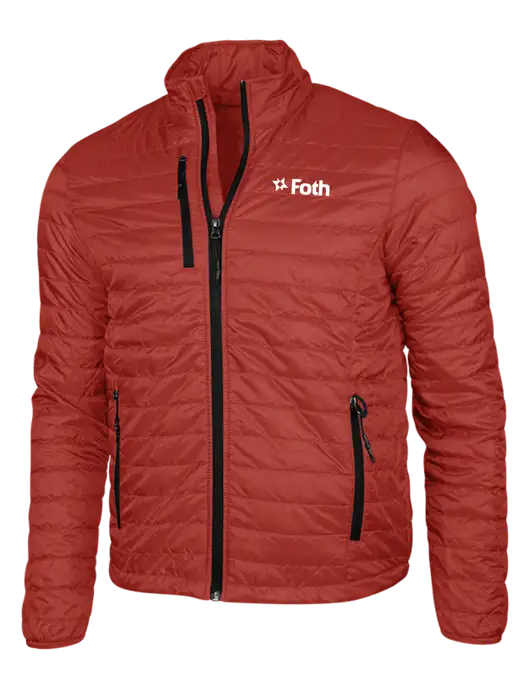 Dark Red Puffy Packable Jacket w/Foth Logo