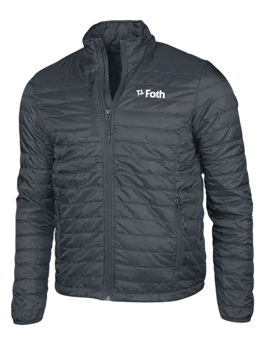 Dark Grey Puffy Packable Jacket w/Foth Logo