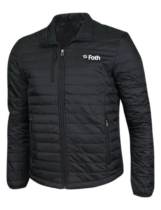 Deep Black Puffy Packable Jacket w/Foth Logo