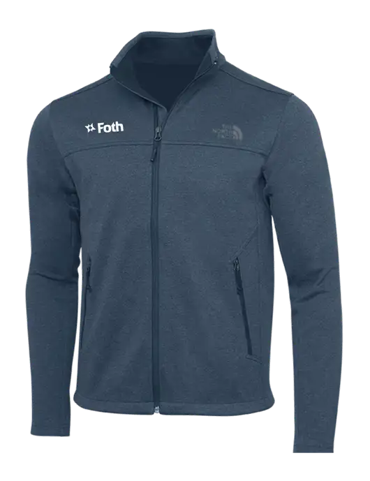 North Face Light Navy Heather Ridgewall Soft Shell Jacket w/Foth Logo
