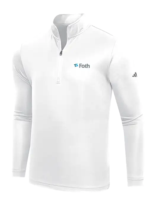 Adidas White  Lightweight Quarter Zip Pullover w/Foth Logo
