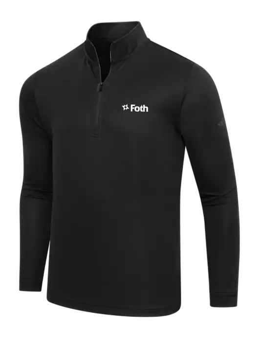 Adidas Black Lightweight Quarter Zip Pullover w/Foth Logo