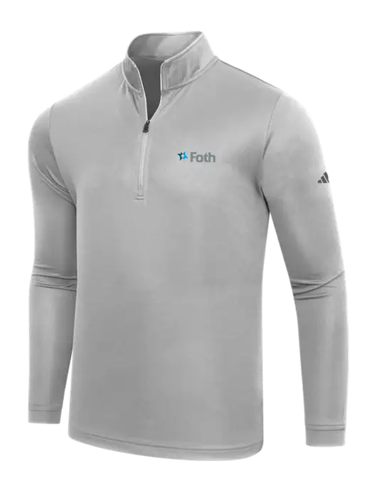 Adidas Medium Grey  Lightweight Quarter Zip Pullover w/Foth Logo