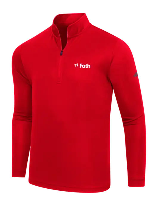 Adidas Red Lightweight Quarter Zip Pullover w/Foth Logo