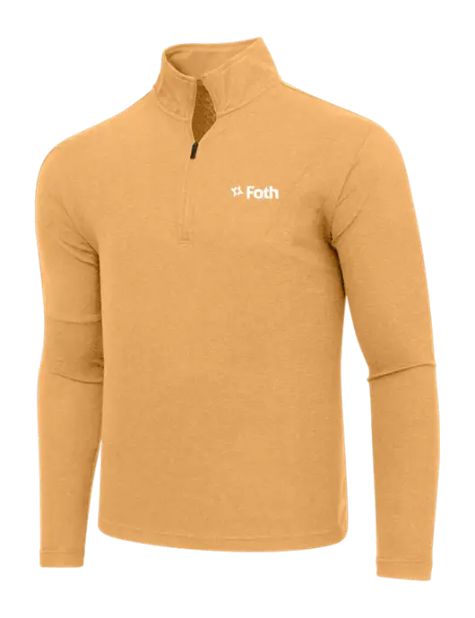 Adidas Light Orange Heather 3 Stripes Quarter Zip Sweater w/Foth Logo