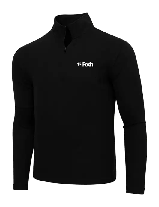 Adidas  Black Melange 3 Stripes Quarter Zip Sweater w/Foth Logo