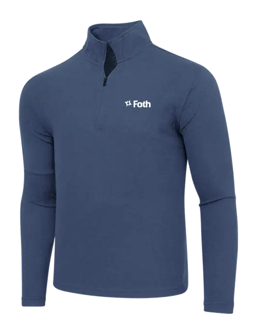 Adidas  Navy  Melange 3 Stripes Quarter Zip Sweater w/Foth Logo