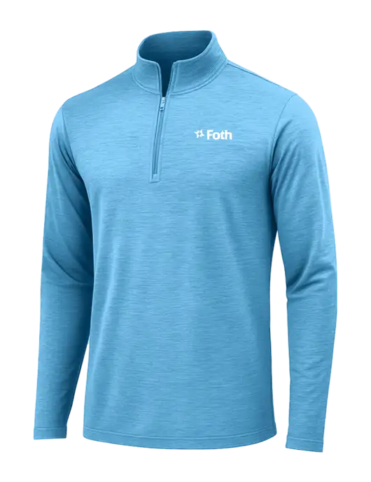 Light Blue Heather Posicharge Tri-Blend Wicking 1/4 Zip Pullover w/Foth Logo