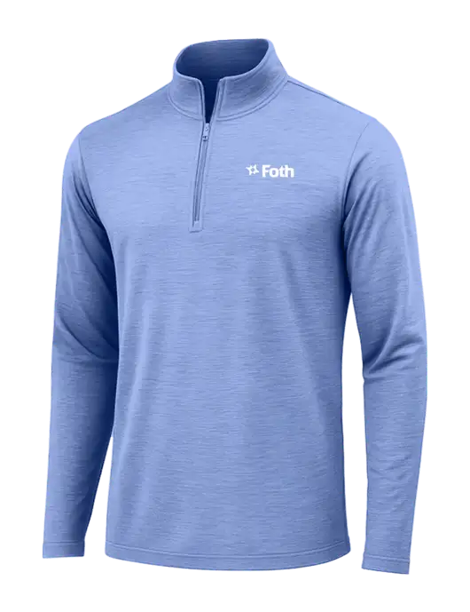 True Royal Heather Posicharge Tri-Blend Wicking 1/4 Zip Pullover w/Foth Logo