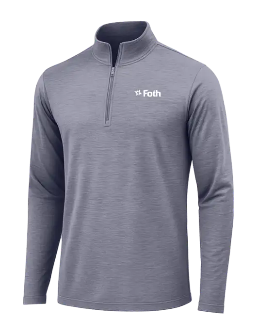 True Navy Heather Posicharge Tri-Blend Wicking 1/4 Zip Pullover w/Foth Logo