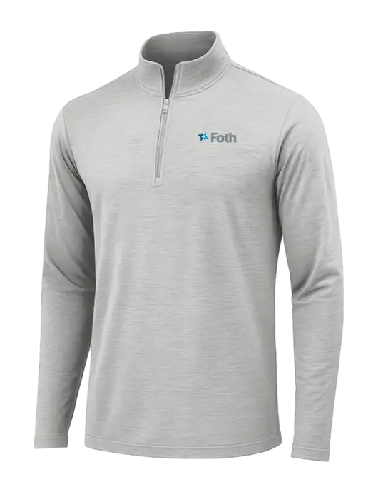 Light Grey Heather Posicharge Tri-Blend Wicking 1/4 Zip Pullover w/Foth Logo