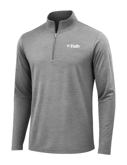 Dark Grey Heather Posicharge Tri-Blend Wicking 1/4 Zip Pullover w/Foth Logo