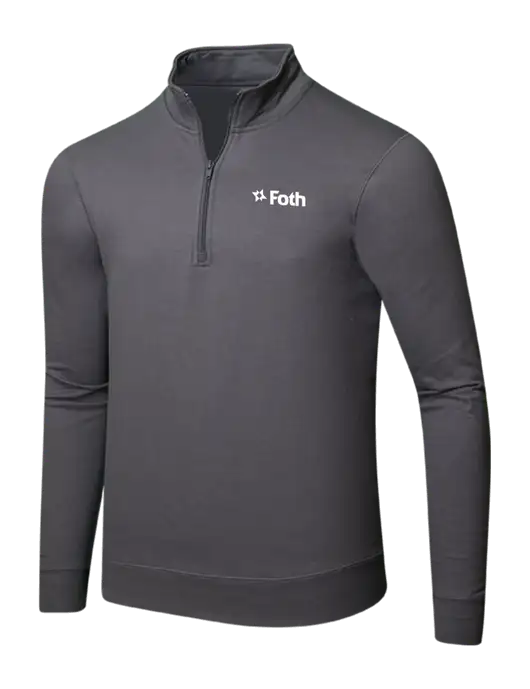 Charcoal 8.5 oz Ring Spun 1/4 Zip Pullover Sweatshirt w/Foth Logo