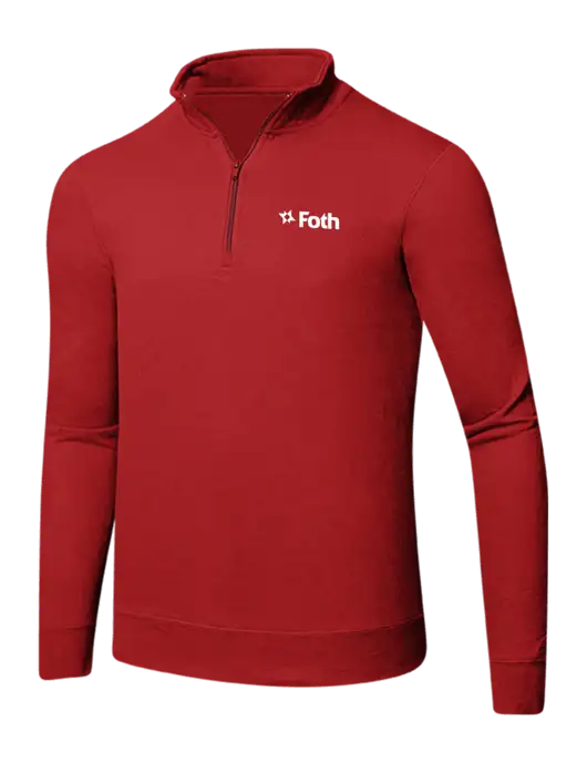 Bright Red 8.5 oz Ring Spun 1/4 Zip Pullover Sweatshirt w/Foth Logo