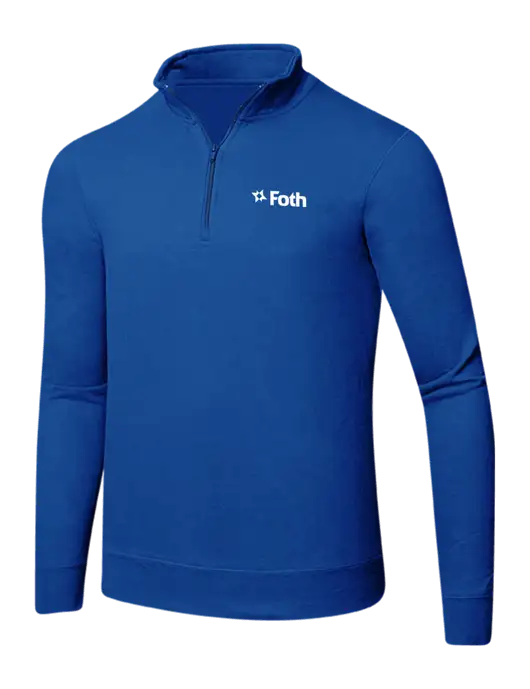 True Royal 8.5 oz Ring Spun 1/4 Zip Pullover Sweatshirt w/Foth Logo