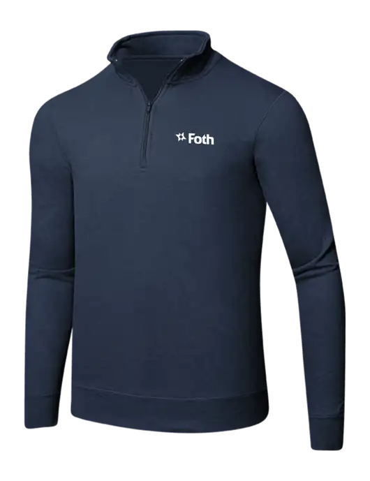 Team Navy 8.5 oz Ring Spun 1/4 Zip Pullover Sweatshirt w/Foth Logo