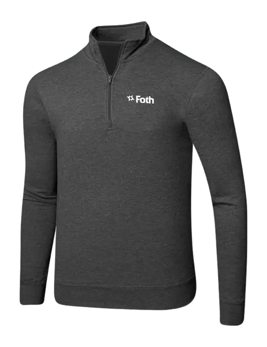 Dark Heather Grey 8.5 oz Ring Spun 1/4 Zip Pullover Sweatshirt w/Foth Logo