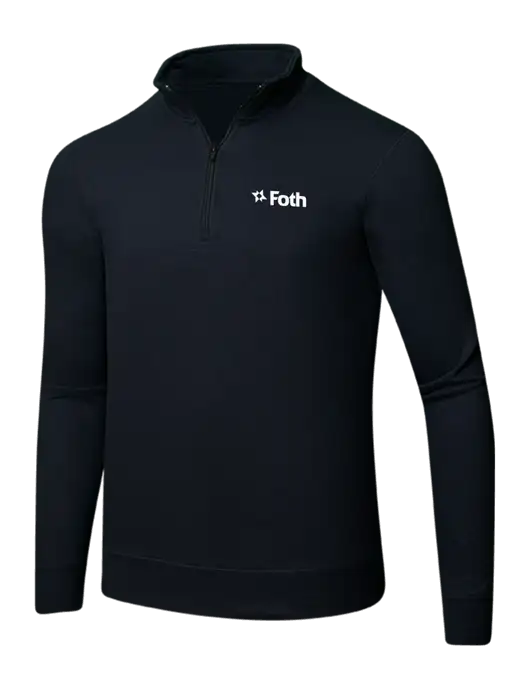 Jet Black 8.5 oz Ring Spun 1/4 Zip Pullover Sweatshirt w/Foth Logo