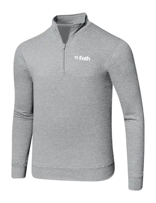 Light Heather Grey 8.5 oz Ring Spun 1/4 Zip Pullover Sweatshirt w/Foth Logo