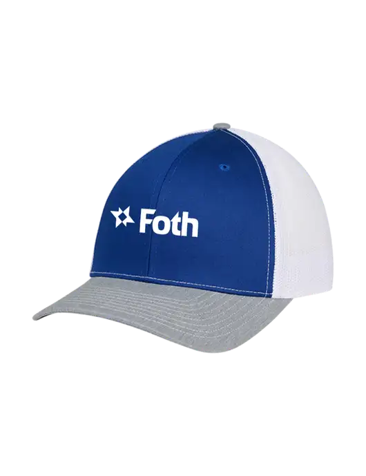 Richardson Adjustable Snapback Original 112 Trucker Cap Royal/HeatherGrey/White Mesh w/Foth Logo