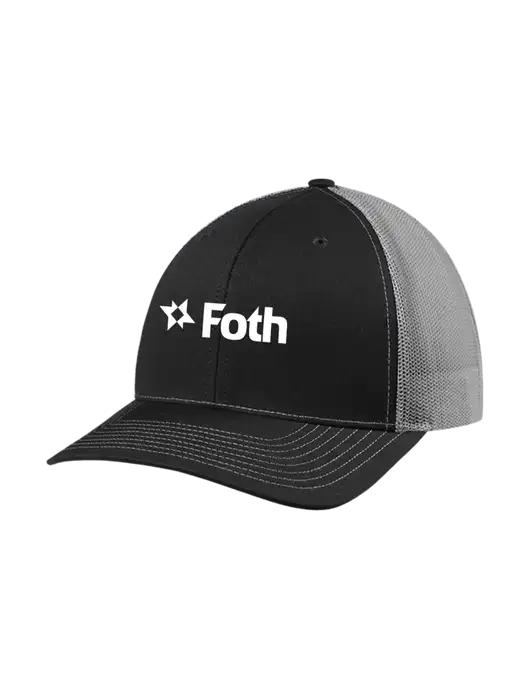Richardson Adjustable Snapback Original 112 Trucker Cap Black w/Charcoal Mesh w/Foth Logo