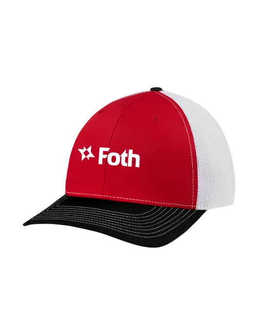 Richardson Adjustable Snapback Original 112 Trucker Cap Black/Red/White Mesh w/Foth Logo