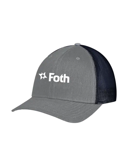 Richardson Adjustable Snapback Original 112 Trucker Cap Heather Grey w/Navy Mesh w/Foth Logo