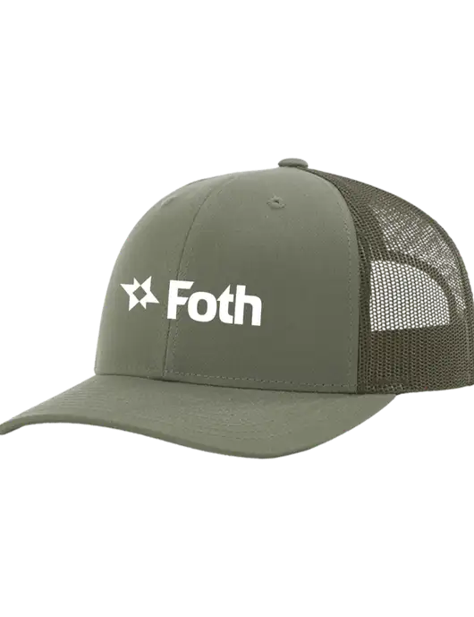 Richardson Adjustable Snapback Original 112 Trucker Cap Medium Olive w/Medium Olive Mesh w/Foth Logo
