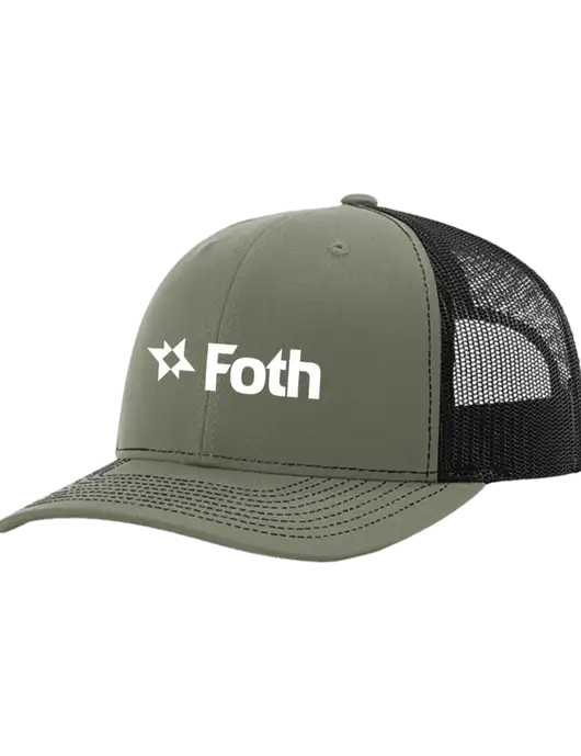 Richardson Adjustable Snapback Original 112 Trucker Cap Medium Olive w/Black Mesh w/Foth Logo